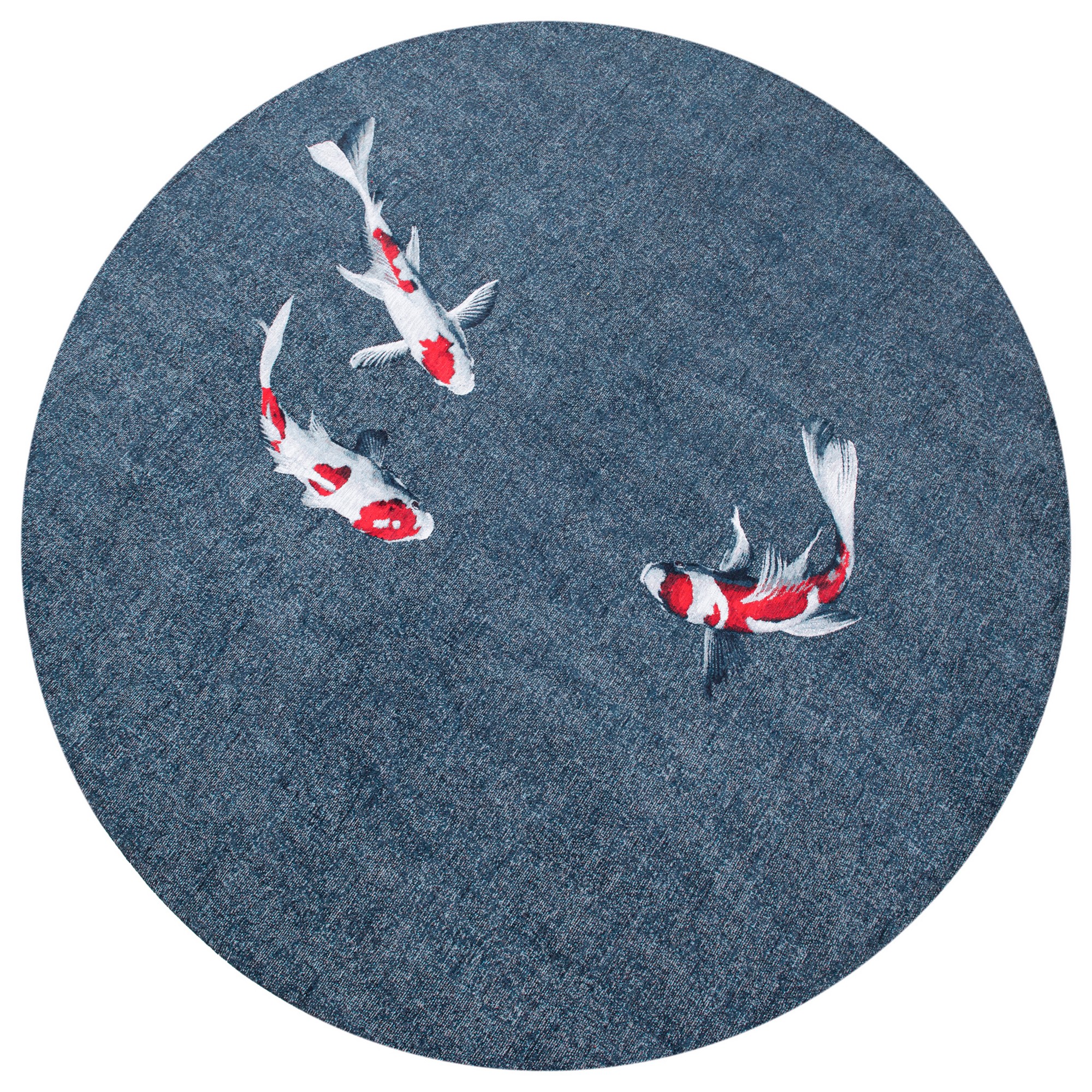 Louis De Poortere Designer Koi Round Rugs In 9390 Japanese Pond